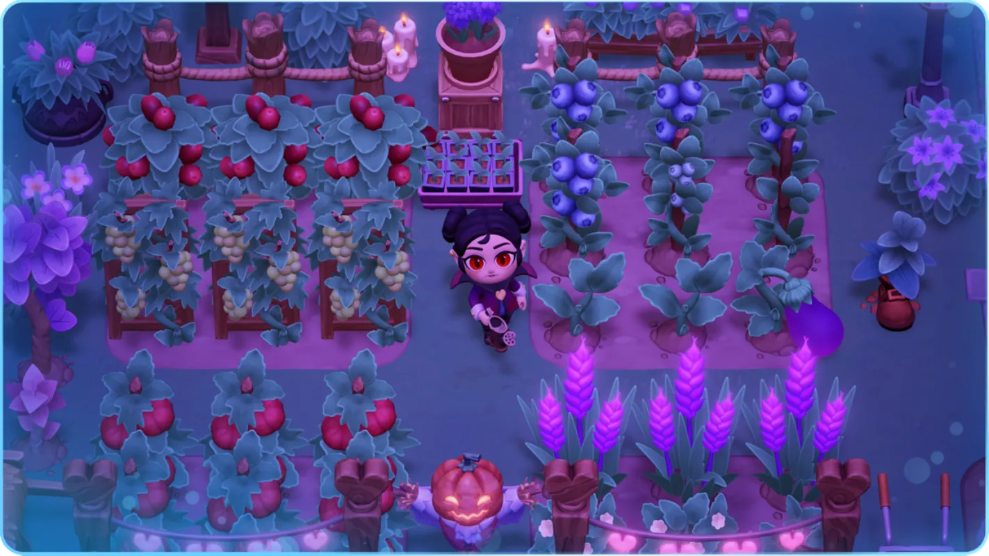 Moonlight Peaks farming — vampire tending mystical crops under moonlight